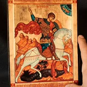 Икона авторская " Георгий Победоносец" — оригинальный подарок — фотография 1