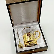 Латунный подстаканник «Агат» №2 со стаканом — необычный подарок — фотография 3