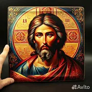 Подарочная икона "Христос Вседержитель" дерево, ручная работа — фотография 1