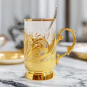 Латунный подстаканник «Узор» №2 из Златоуста — оригинальный подарок — фотография 1