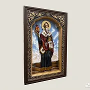 Подарочная святой Спиридон Тримифунтский икона резная — фотография 2