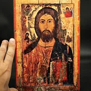 На память: Икона "Христос Вседержитель" дерево, ручная работа — фотография 1