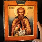 На память: Икона "Святой Сергий Радонежский". Ручная работа — фотография 1