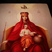 Икона Богоматери "Державная" дерево, ручная работа — красивый подарок — фотография 5