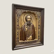 Святой Сергий Радонежский икона из ясеня — красивый подарок — фотография 2