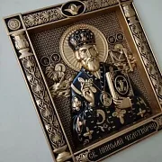 Резная Икона из дерева. Святой Николай Чудотворец — оригинальный подарок — фотография 5
