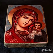 Казанская икона Божией матери. Дерево, 15*13 — необычный подарок — фотография 3
