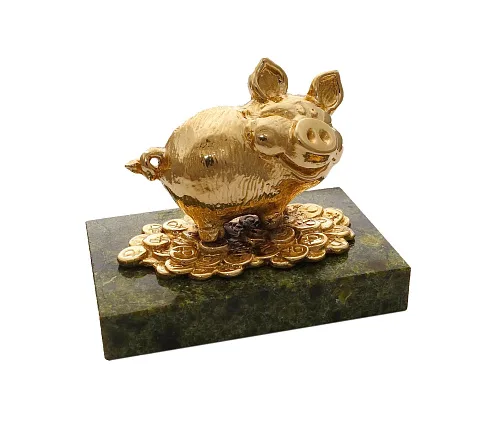 Статуэтка «Свинка в монетках» с позолотой в подарок