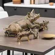 На память: Скульптура «Свинья с поросятами» из бронзы — фотография 1