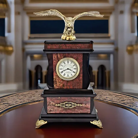 Часы «Орёл» с яшмой и долеритом, 160×75×275 мм — необычный подарок