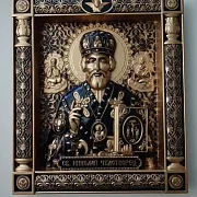 Резная Икона из дерева. Святой Николай Чудотворец — оригинальный подарок — фотография 2
