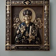 Резная Икона из дерева. Святой Николай Чудотворец — оригинальный подарок — фотография 8